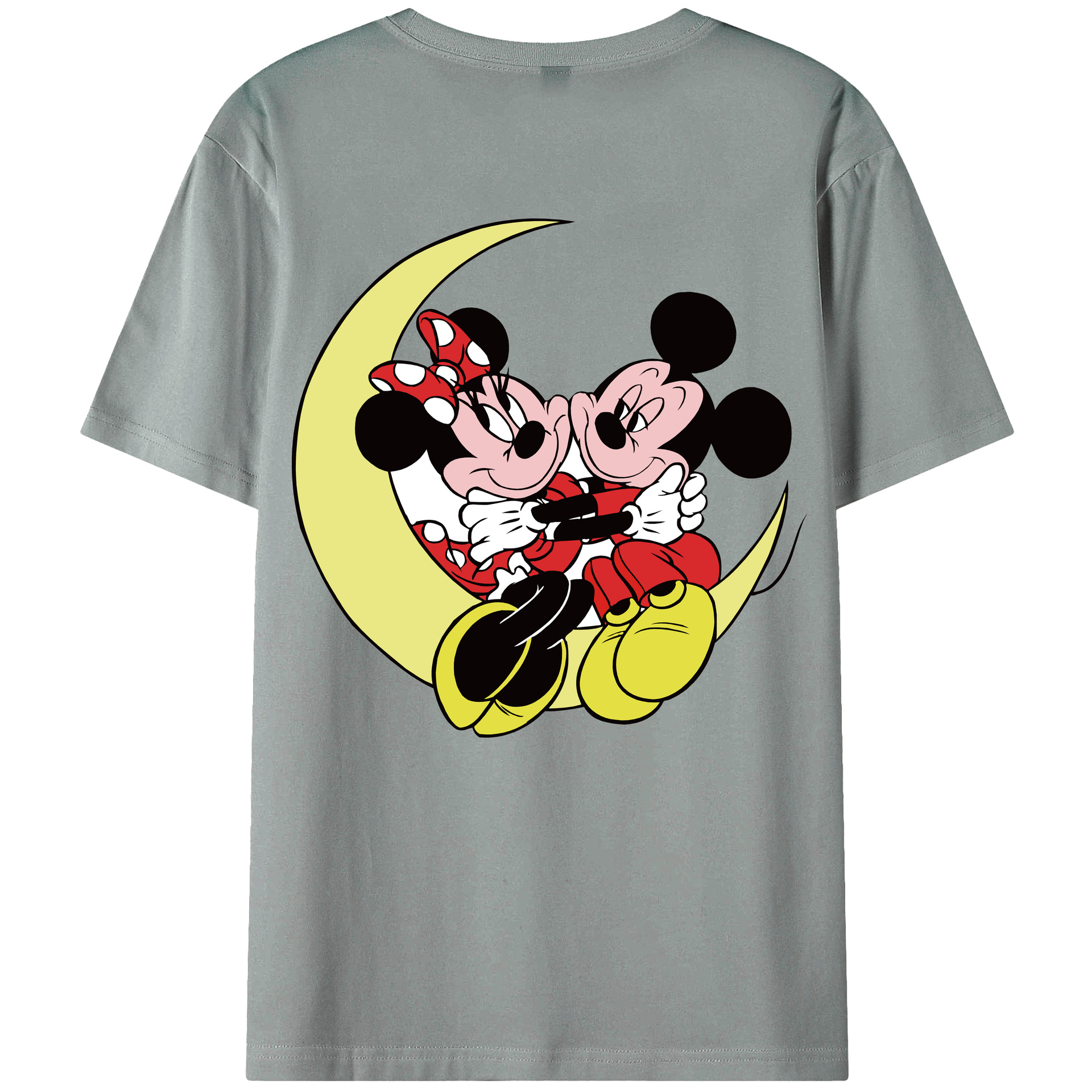 ミッキーマウス Mickey Mouse 綿100％ メンズ半袖Tシャツ（バックプリント） 通気性